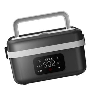 FOHOA 1L Electric Lunch Box with Wireless Heating Black Grey