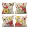 Catzon 4 Pcs Linen Throw Pillow Covers Watercolor Flower for Bed Sofa Decor 50X50cm