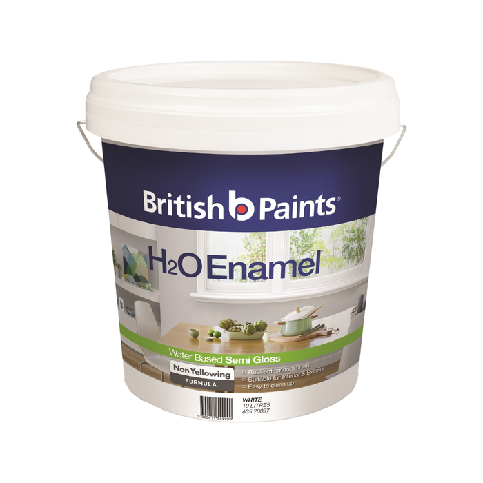 British Paints 10L White Semi Gloss H2O Enamel