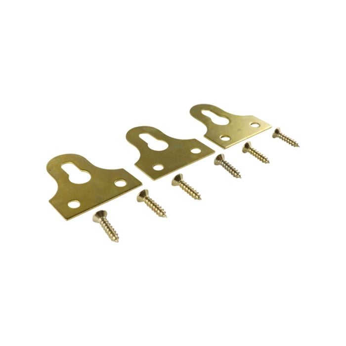 Everhang Brass Plated Picture Hanging Keyhole Plates - 3 Pack