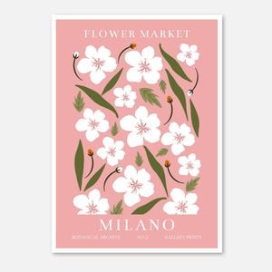 Galrie Milano Flower Market Vintage Botanical Print - Elegant Art for Home Decor, Poster Only, A3 30 x 42cm (12 x 16inch)