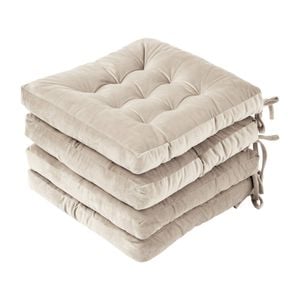 Cadence & Co. Vivienne Velvet Seat Cushion 4 Pack Stone