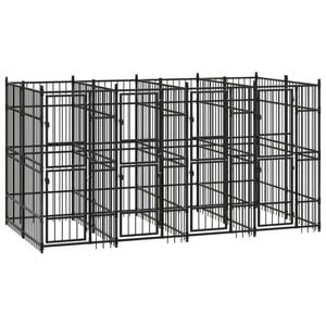 vidaXL Outdoor Dog Kennel Steel Garden Puppy Pet Enclosure Supply Cage House