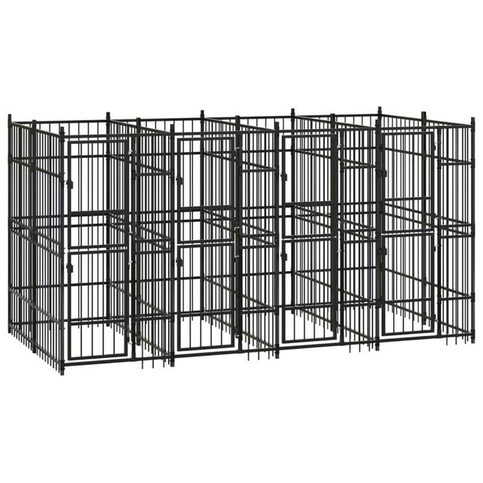 vidaXL Outdoor Dog Kennel Steel Garden Puppy Pet Enclosure Supply Cage House