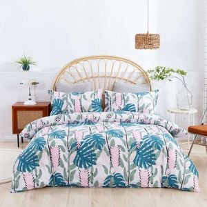 3D Blue Leaves 134 Bed Pillowcases Quilt King Size