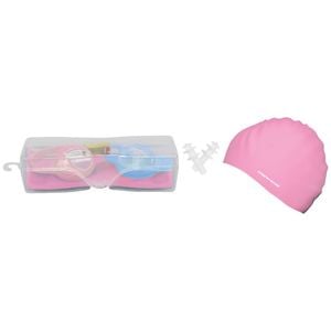 Mirage Kids Goggles/Swim Cap/Ear Plugs Swimming Pack Blue/Pink