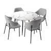 Oikiture 5PCS Dining sets 110cm Round Table with Chairs Fabric Grey