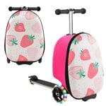 Costway 2 in 1 Kids Suitcase Scooter w/LED Wheels Pink