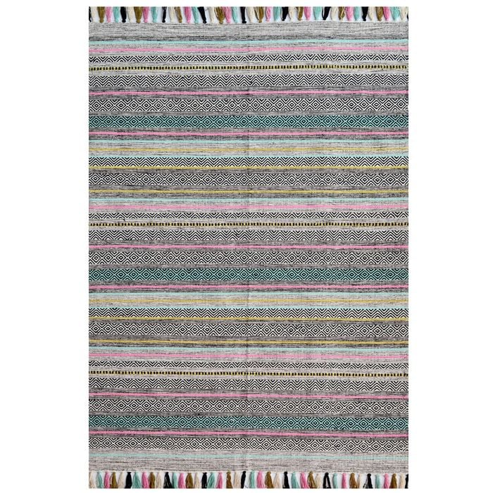 Handwoven Natural Mizo Rug-6319-Light Pink Multi-80X150cm