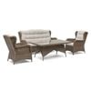 FurnitureOkay Rosebud 4-Piece Wicker Outdoor Lounge Setting - Brown / With 3-Seater