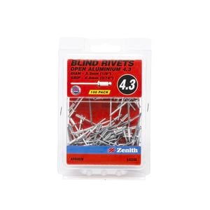 Zenith Blind Rivet Open Alum 1/8"D x 3/16"G 100pk