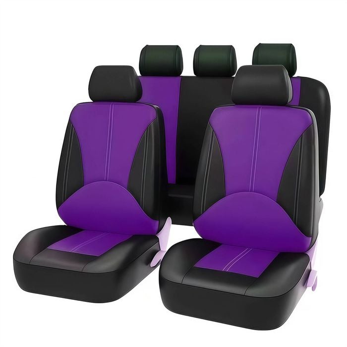 Catzon Full Set Leather Car Seat Covers Fit For Most Sedans Suvs Pickup Trucks-purple