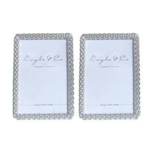 2PK SS Collective Silver Textured Layered Petal Rectangle Photo Frame 5x7