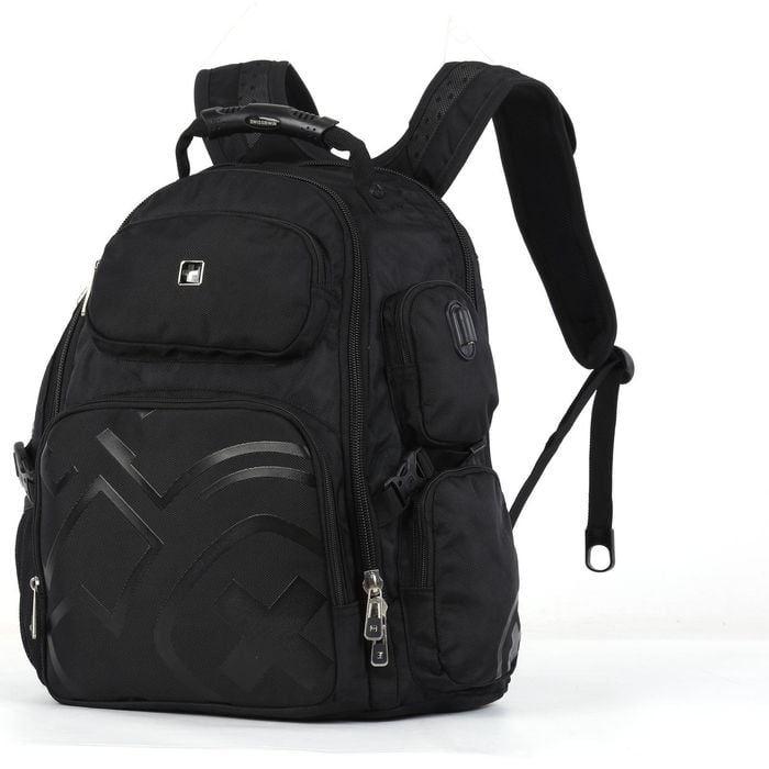Swisswin Swiss waterproof 15.6" laptop School Travel Backpack -Black