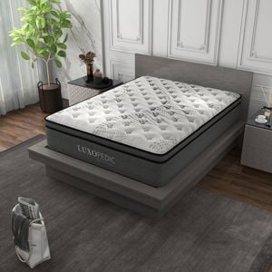 Royal Comfort Luxopedic Euro Top 5 Zone Pocket Spring Memory Foam  Mattress White Grey King