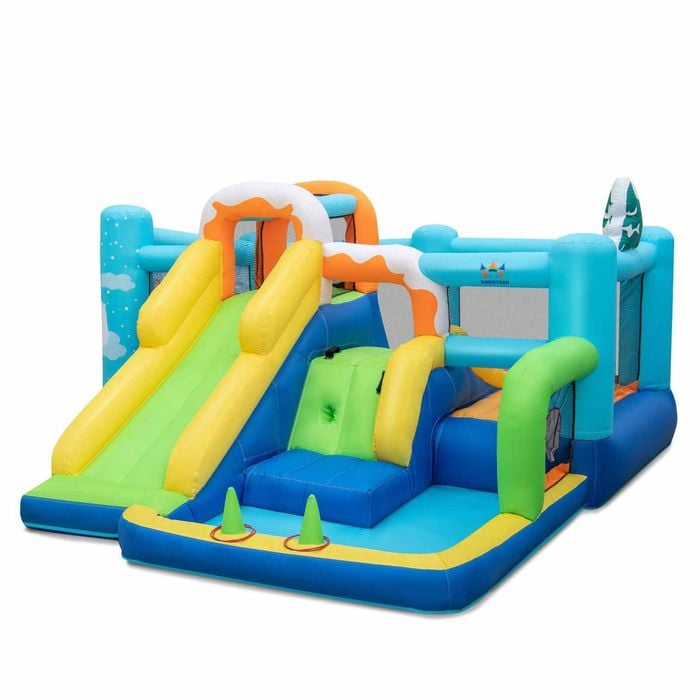 Costway 7-in-1 Jumping House Long Slide & Climbing Walls No Blower