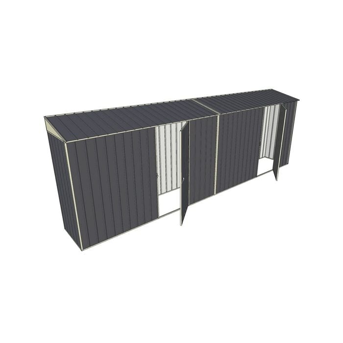 Build-a-Shed 0.8 x 6 x 2m Skillion Shed with Dual Single Hinged Side Doors - Grey