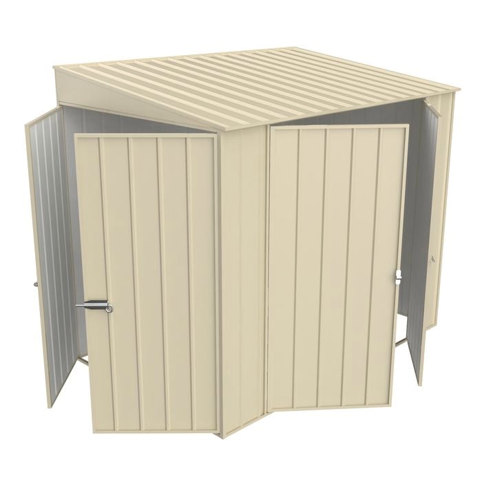 Build-a-Shed 1.5 x 2.3 x 2.0m Skillion Double Hinged Side Door Shed - Cream