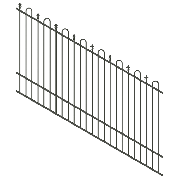 ProtectorAl 1201 - 2400 x 1500mm Woodland Grey Raked 16-30º Loop And Spear Top Pool Fence Panel
