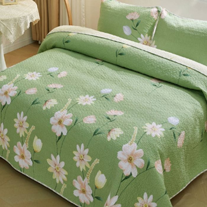 Bloomington Greenville 100% Cotton Lightly Quilted Reversible Coverlet Set Single