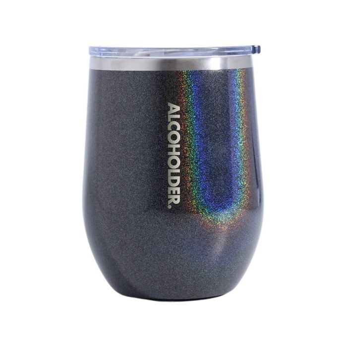 Stemless Vacuum Insulated Wine Tumbler 355ml (12oz) Charcoal (Glitter)