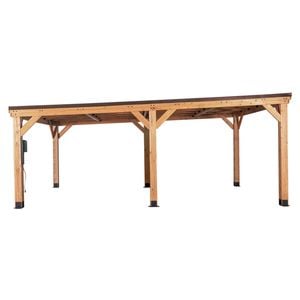 Backyard Discovery Kingsport 6.2m x 3.7m Cedar Wood Outdoor Carport with Heavy-Duty Galvanised Steel Slope Roof and PowerPort