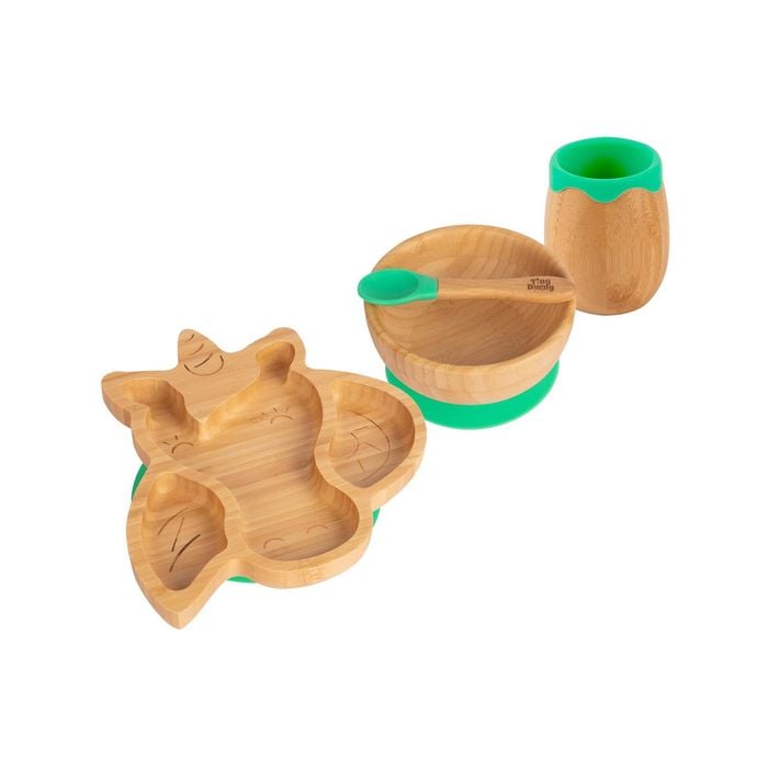 Tiny Dining 4pc Unicorn Bamboo Suction Baby Feeding Set