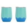 2PK Annabel Trends 295ml Stainless Steel Wave Wine Tumbler - Aqua Blue