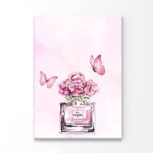 Pink Floral Perfume with Butterflies  Print 100% Australian Made 60 x 90cm  (Acrylic)