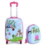 Costway 2pcs Kids 16" Suitcase & 13" Backpack Travel Trolley Carry On Bag