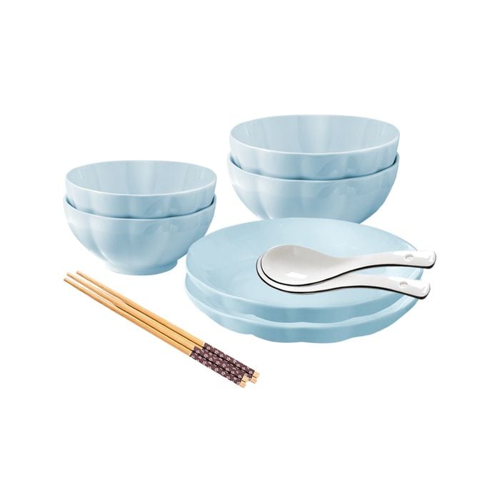 SOGA Light Blue Japanese Style Ceramic Dinnerware Set of 6