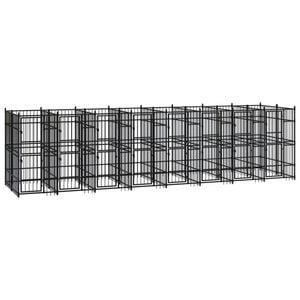 vidaXL Outdoor Dog Kennel Steel Garden Puppy Pet Enclosure Supply Cage House