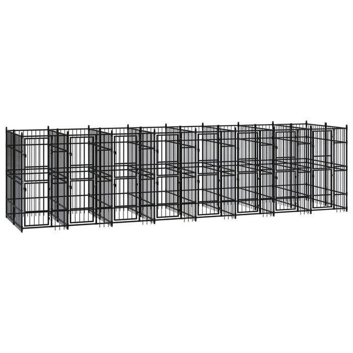 vidaXL Outdoor Dog Kennel Steel Garden Puppy Pet Enclosure Supply Cage House