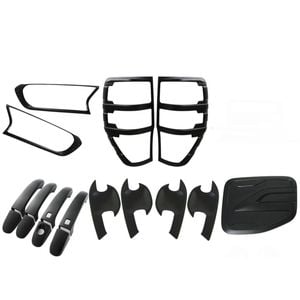Matte Black Headlight, Taillight & Door Handle Cover Set For Ford Ranger Px2 2015-2020