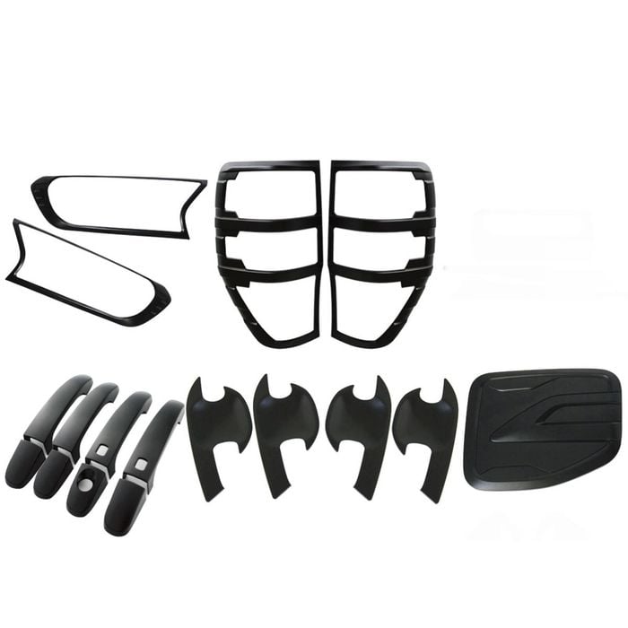 Matte Black Headlight, Taillight & Door Handle Cover Set For Ford Ranger Px2 2015-2020