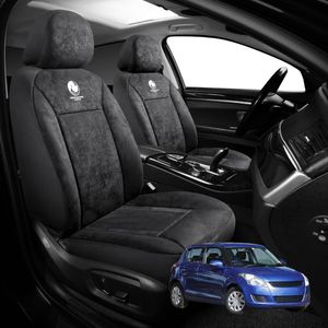 Australian Goose Edition Front Seat Covers for Suzuki Swift 2011 - 2017 (FZ) - Suede, Universal Fit - Black