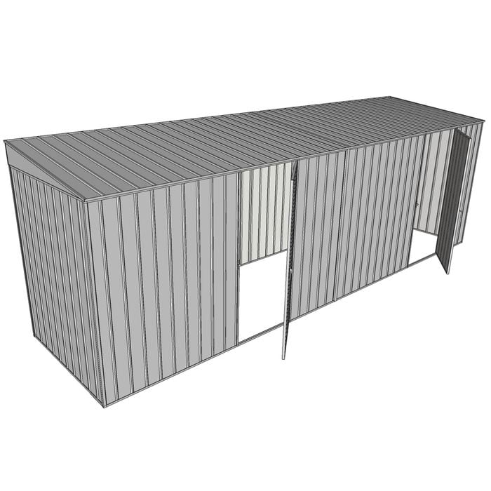 Build-a-Shed 1.5 x 6 x 2m Dual Hinged Side Door Skillion Shed - Zinc