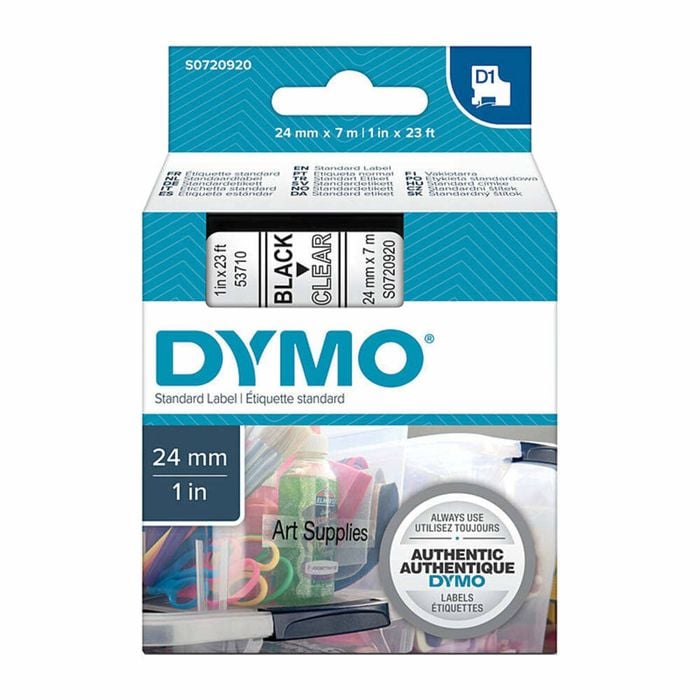 Dymo Black On Clear 24mmx7m Tape