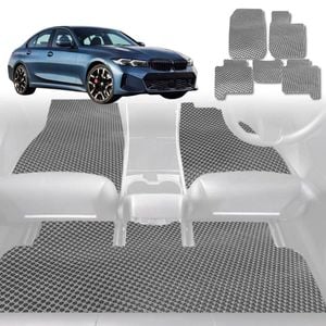 6D Diamond Car Floor Mats for BMW 3 Series (G20 G21)2018-Current-Full Set-Grey-Outback GT