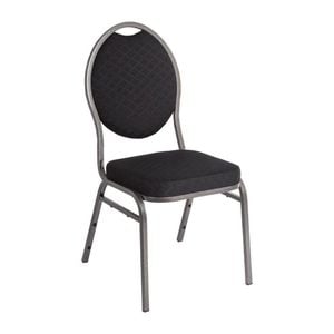 Bolero Banquet Chairs Oval Back Stackable Steel Frame Black 4 Pack 900x430x430mm Commercial Seating