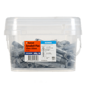 Ramset 12 x 98mm Galvanised DynaBolt Plus Hex Nut - 20 Pack