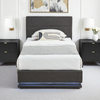 Big Lot Charcoal Victoria Gas Lift Storage Bed Frame with LED - Charcoal, King Single