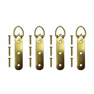 Everhang 25kg Brass Plated Heavy-Duty Picture Hanging D-Ring - 4 Pack