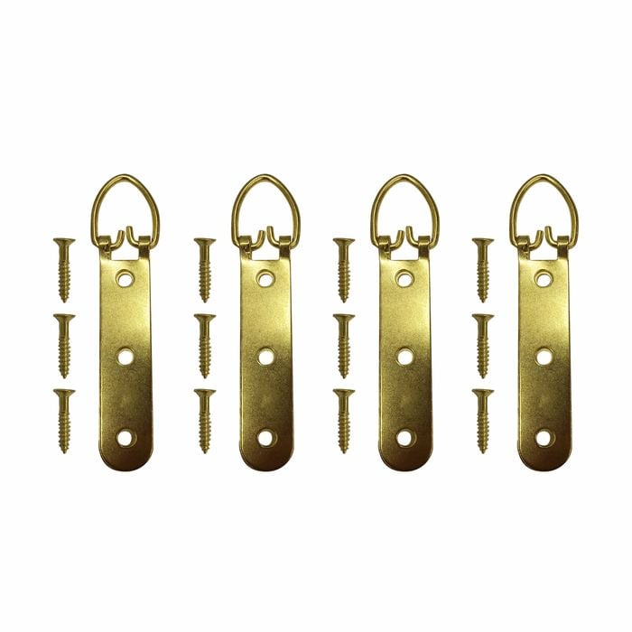 Everhang 25kg Brass Plated Heavy Duty D Ring - 4 Pack