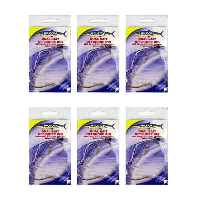 6x Wilson Live Dual Bait Offshore Rig 8/0 Circle&2x7/0 Snooded Paternoster