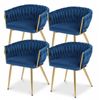 1 Set of 4 Artiss Dining Chairs Velvet Weaving Armchair Blue