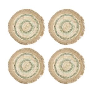 4pk Lvd Amazon Corn Husk/sea Grass Kitchen Placemat 30x30cm Beige/green/cream