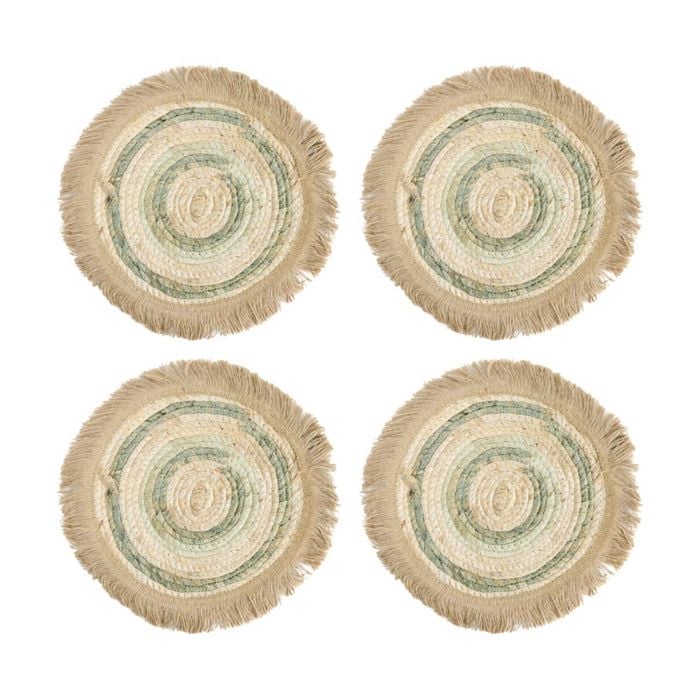 4pk Lvd Amazon Corn Husk/sea Grass Kitchen Placemat 30x30cm Beige/green/cream