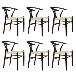 Levede 6pcs Replica Hans Wegner Dining Chairs - Black