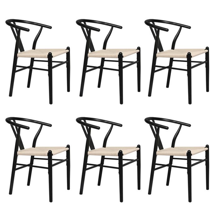 Levede 6pcs Replica Hans Wegner Dining Chairs - Black